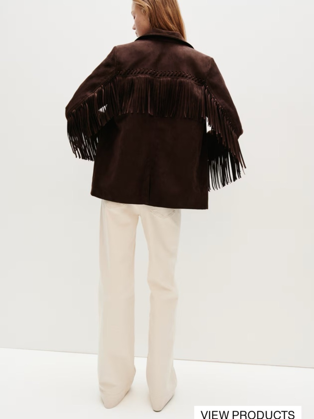 H&M Dark Brown Suede Fringe Blazer Jacket - Picture 2 of 6